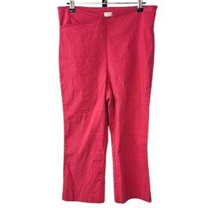 Anthropologie Maeve Bombshell Cross Waist Linen Blend Pink Crop Pants Size 10